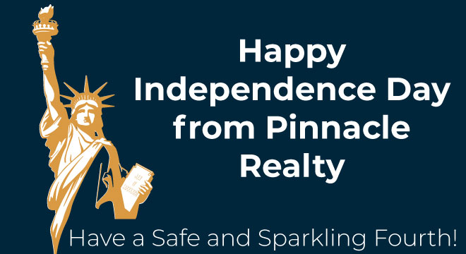 Happy 4th Of July From Pinnacle Realty White Text